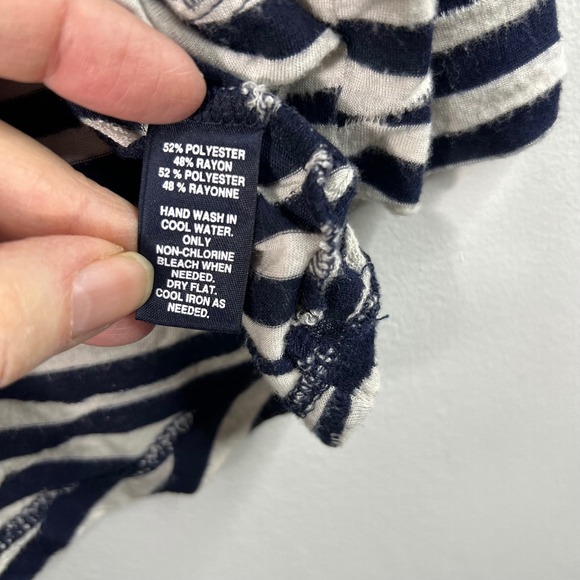 BLUE Saks Fifth Avenue Striped 3/4 Sleeve Top Women's‎ M/M Navy Cream - Picture 8 of 9